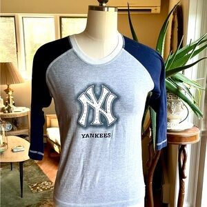 Gray and Navy Yankees Raglan Shirt